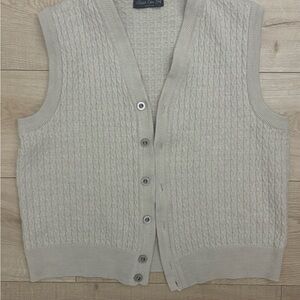 Women's Cable Knit Sweater Vest Cream Wool Sweater Vest Superfine Wool Sweater